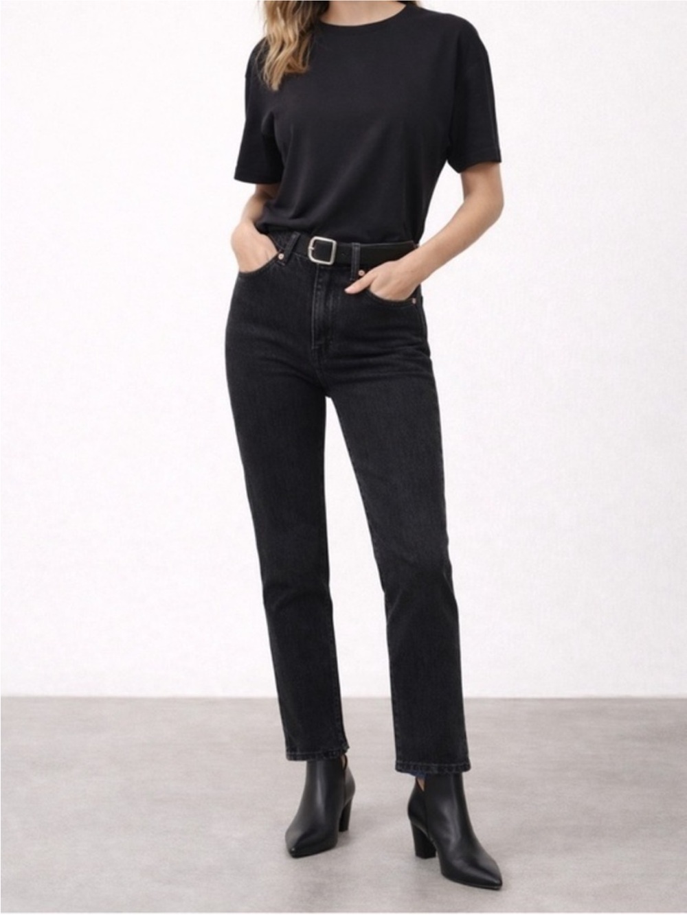 AYR The Yes Yes Yes Washed Black Slim Straight High Rise Jeans size 31